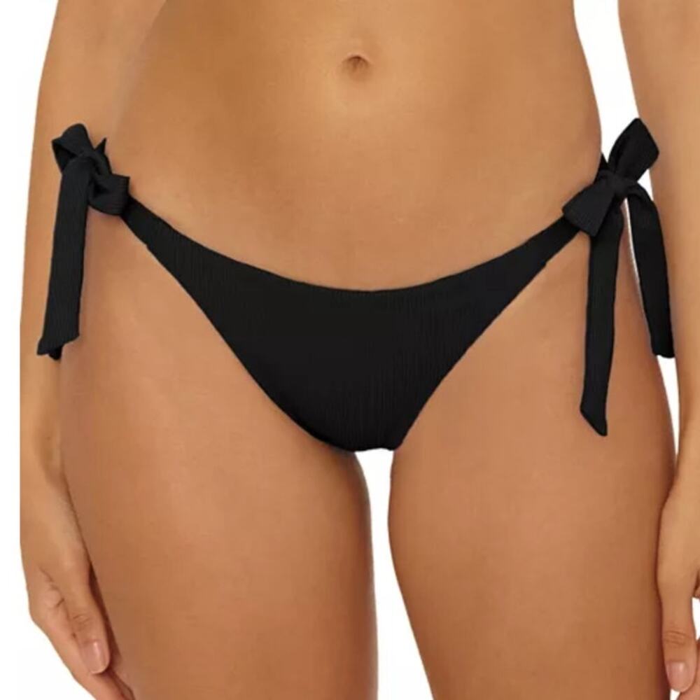 NWOT Becca Black Demi Modern Edge Ribbed Side Tie Hipster Bikini Bottom Size XS